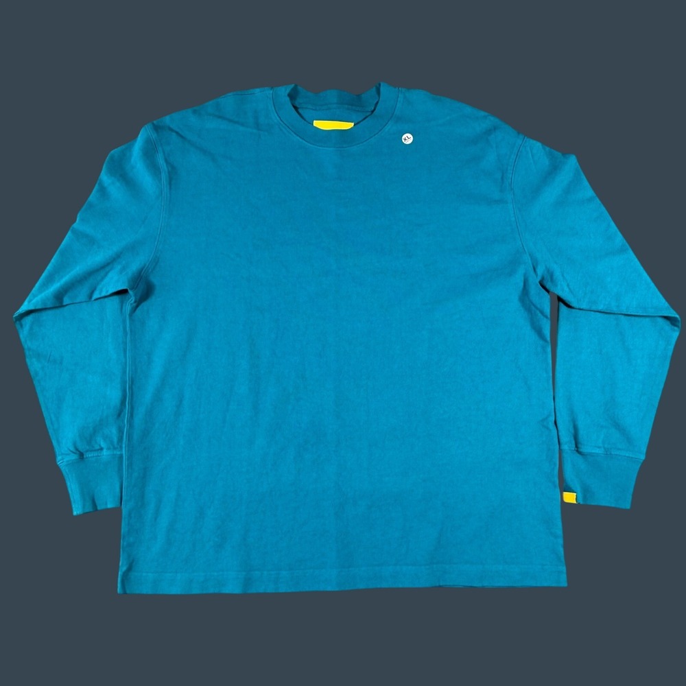 Yellow Label Mens XL Teal Blue Heavyweight Long Sleeve T-Shirt Made In USA